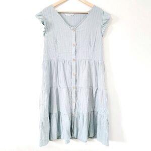 2X Cotton Blue Button Down Dress